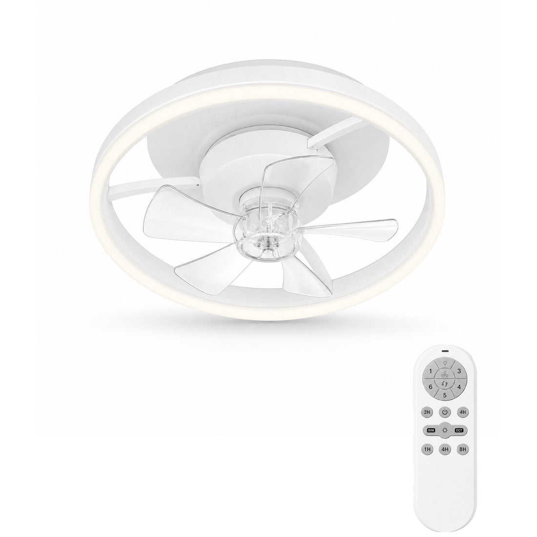 Garvee Ventilador de Techo Blanco de 50cm con Luz LED de 36W, Motor DC Silencioso de 6 Velocidades y Mando, Plafón Ventilador para Dormitorio y Salón