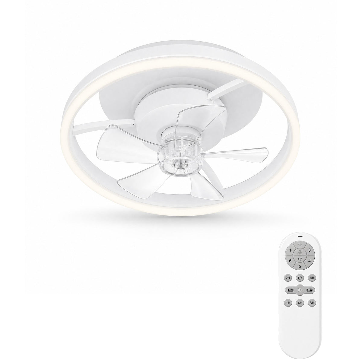 Garvee Ventilador de Techo Blanco de 50cm con Luz LED de 36W, Motor DC Silencioso de 6 Velocidades y Mando, Plafón Ventilador para Dormitorio y Salón