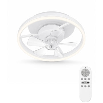 Garvee Ventilador de Techo Blanco de 50cm con Luz LED de 36W, Motor DC Silencioso de 6 Velocidades y Mando, Plafón Ventilador para Dormitorio y Salón
