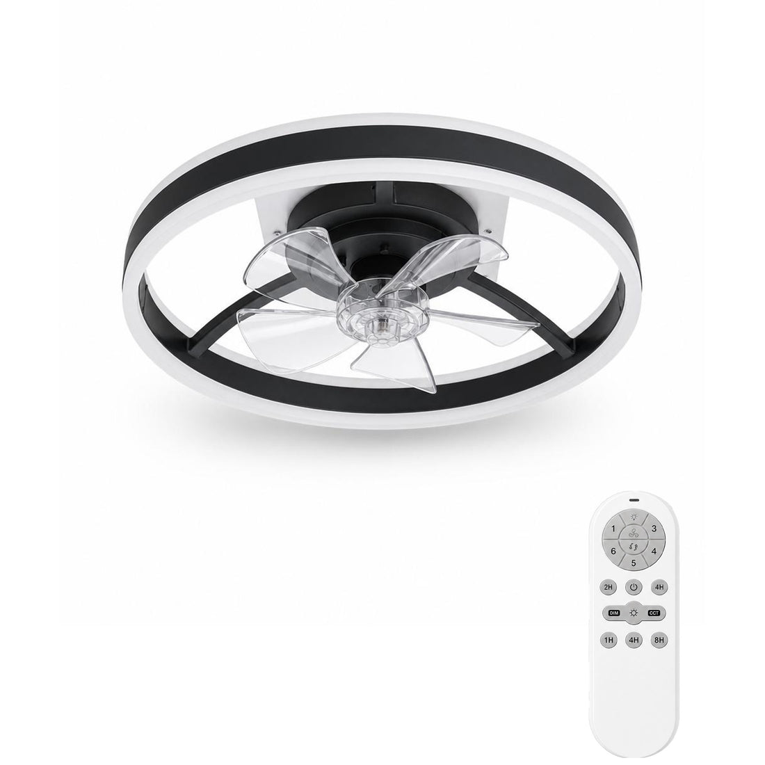 Garvee Ventilador de Techo con Luz LED de 50cm, Motor DC Silencioso de 36W y 6 Velocidades, Lámpara Ventilador con Mando para Dormitorio y Salón