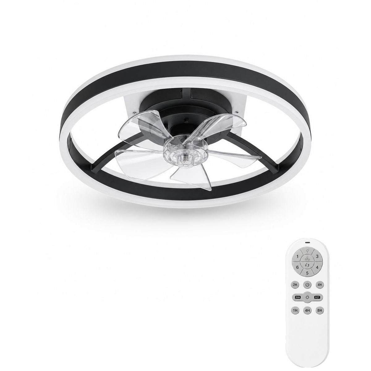 Garvee Ventilador de Techo con Luz LED de 50cm, Motor DC Silencioso de 36W y 6 Velocidades, Lámpara Ventilador con Mando para Dormitorio y Salón