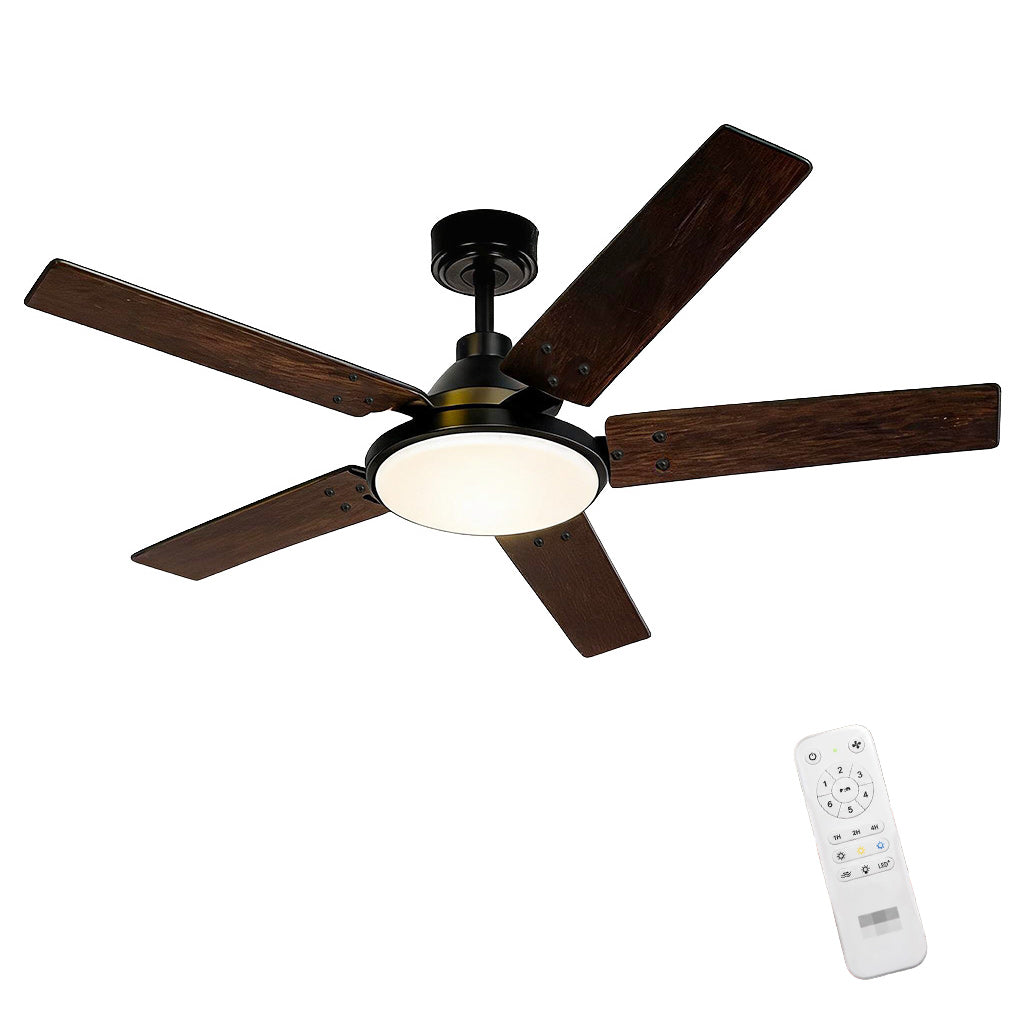 Garvee Ventilador de Techo de 107cm con Luz LED, Motor DC Silencioso de 24W y 5 Aspas de Madera Reversibles, Ventilador con Mando para Dormitorio y Salón