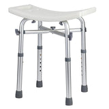 Garvee Silla de Ducha Ajustable Aluminio PE Asiento Amplio Pies Antideslizantes Mango de Plástico con Tornillos Capacidad 250 kg Altura Ajustable 36-49 cm Hogares, Usuarios de Baño, Satinado Blanco - Mango de Tornillo