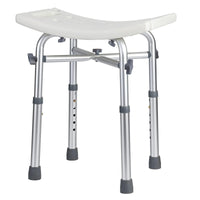 Garvee Silla de Ducha Ajustable Aluminio PE Asiento Amplio Pies Antideslizantes Mango de Plástico con Tornillos Capacidad 250 kg Altura Ajustable 36-49 cm Hogares, Usuarios de Baño, Satinado Blanco