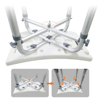 Garvee Silla de Ducha Ajustable Aluminio PE Asiento Amplio Pies Antideslizantes Mango de Plástico con Tornillos Capacidad 250 kg Altura Ajustable 36-49 cm Hogares, Usuarios de Baño, Satinado Blanco