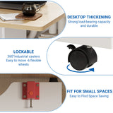 Garvee Mesa De Comedor Plegable Con Estantes Y Ruedas Para Cocina Y Sala, Robusta, Madera Clara, 6 Ruedas Con Freno, Ahorro De Espacio - 