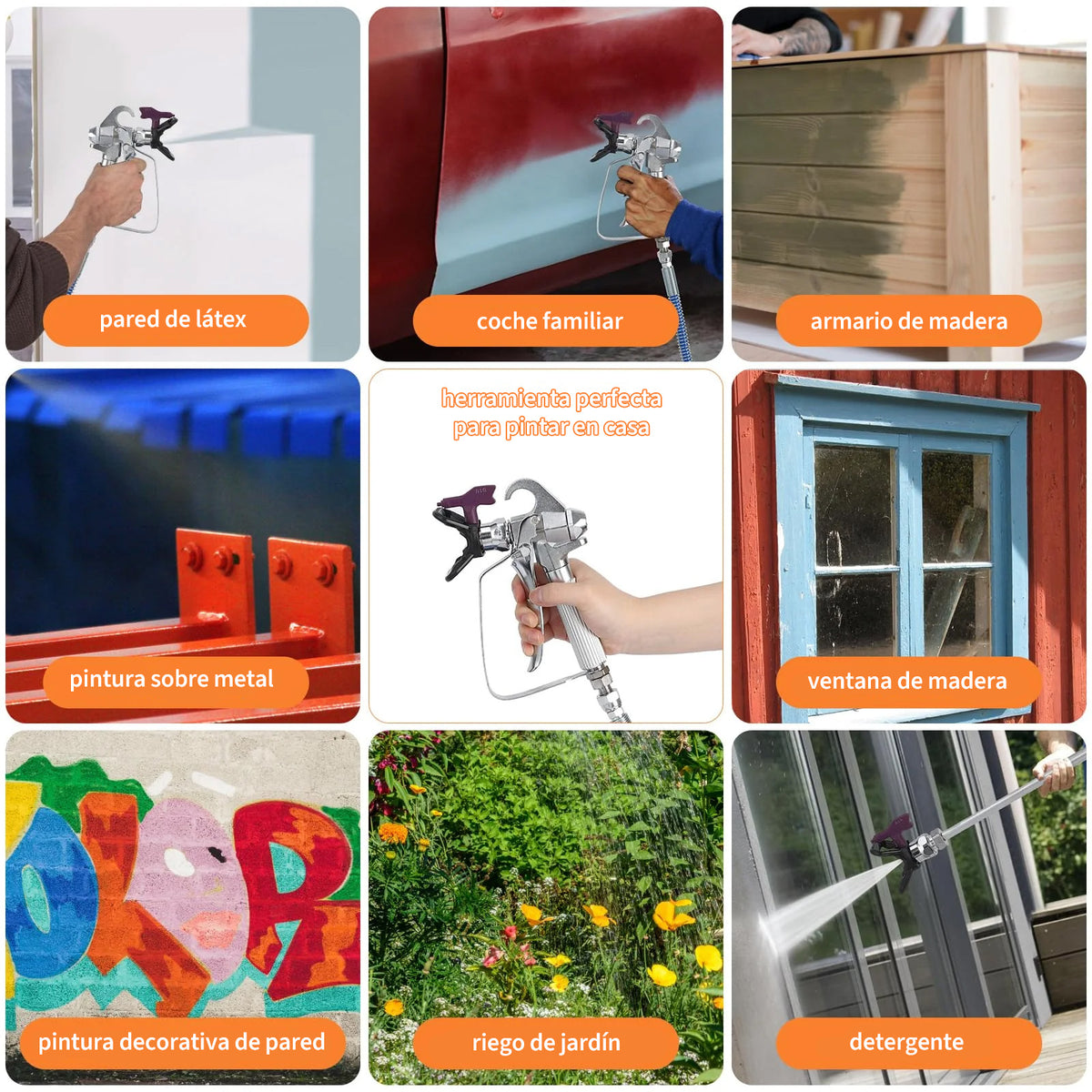Garvee Pulverizador de Pintura 1010 W Máquinas Pintura Airless 1,5 L/min Pistola de Pulverización Eléctrica sin Aire Presión Máxima 227 Bar con Boquilla 515 y Varilla de Extensión para Pared, Mueble, Exterior, Interior