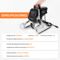 Garvee Pulverizador de Pintura 1010 W Máquinas Pintura Airless 1,5 L/min Pistola de Pulverización Eléctrica sin Aire Presión Máxima 227 Bar con Boquilla 515 y Varilla de Extensión para Pared, Mueble, Exterior, Interior