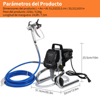 Garvee Pulverizador de Pintura 1010 W Máquinas Pintura Airless 1,5 L/min Pistola de Pulverización Eléctrica sin Aire Presión Máxima 227 Bar con Boquilla 515 y Varilla de Extensión para Pared, Mueble, Exterior, Interior