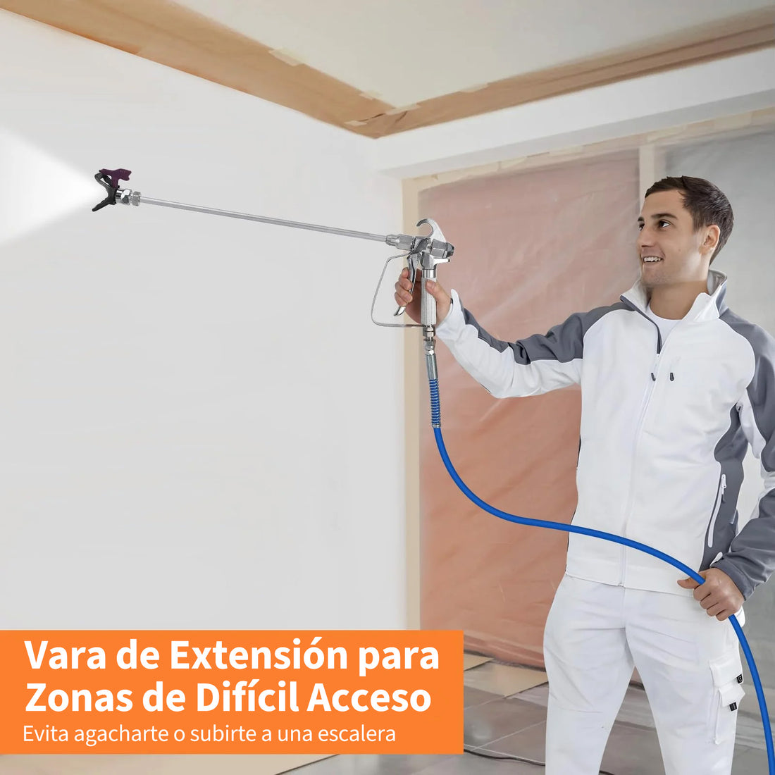 Garvee Pulverizador de Pintura 1010 W Máquinas Pintura Airless 1,5 L/min Pistola de Pulverización Eléctrica sin Aire Presión Máxima 227 Bar con Boquilla 515 y Varilla de Extensión para Pared, Mueble, Exterior, Interior
