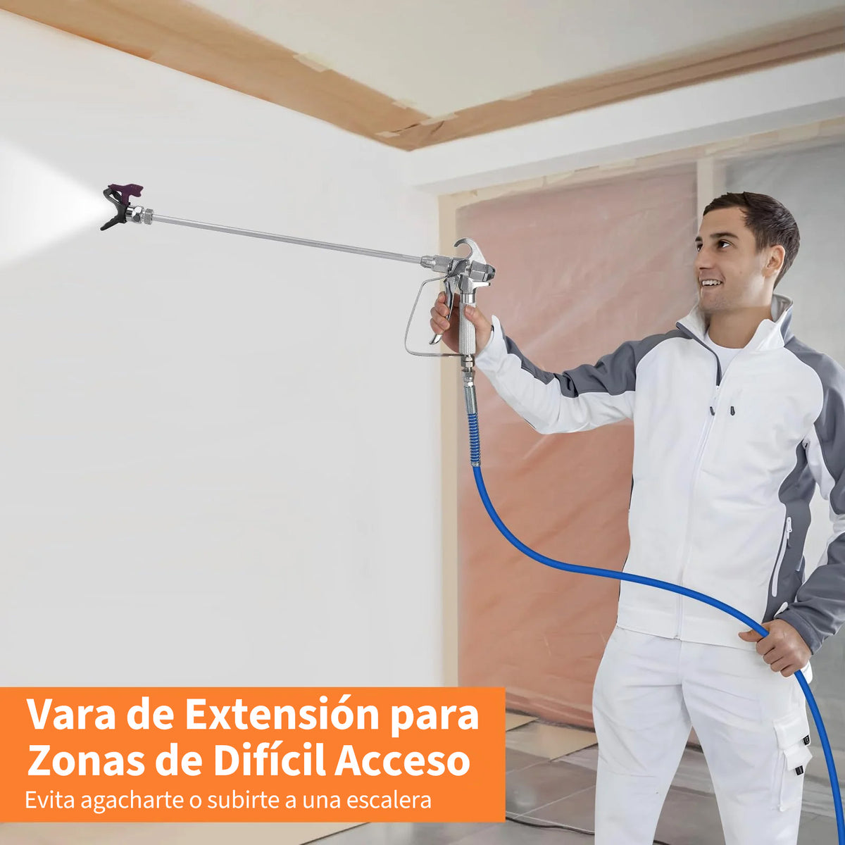 Garvee Pulverizador de Pintura 1010 W Máquinas Pintura Airless 1,5 L/min Pistola de Pulverización Eléctrica sin Aire Presión Máxima 227 Bar con Boquilla 515 y Varilla de Extensión para Pared, Mueble, Exterior, Interior