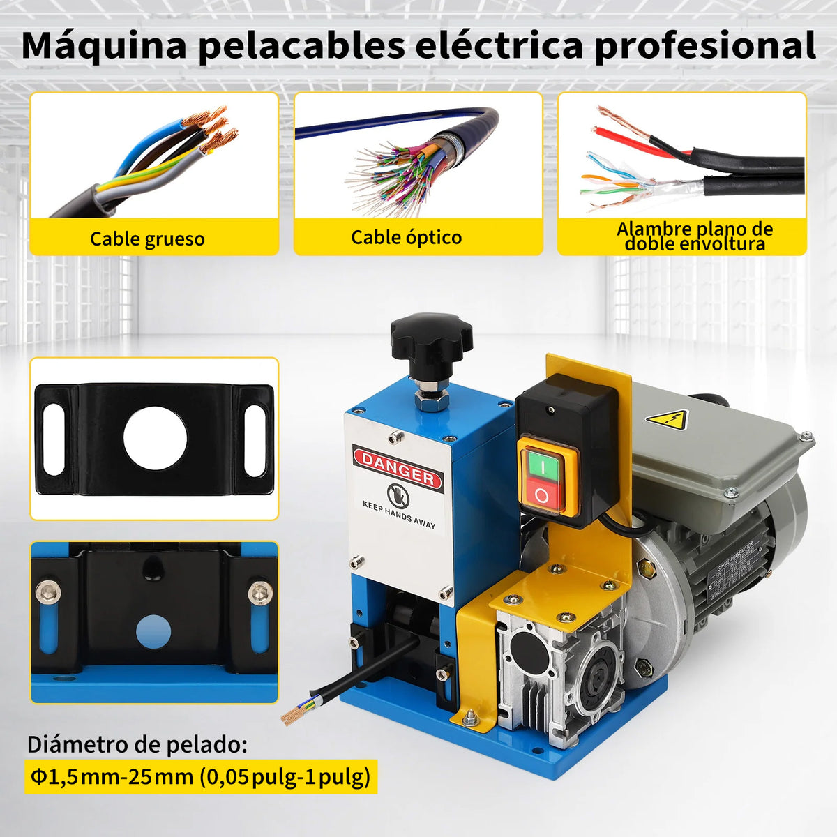 Garvee Máquina de Pelacables para Reciclaje de Cobre 1,5-25 mm Pelacables Eléctrico Automático 18 m/min de Aleación de Aluminio con Cuchilla de Acero Uso Profesional