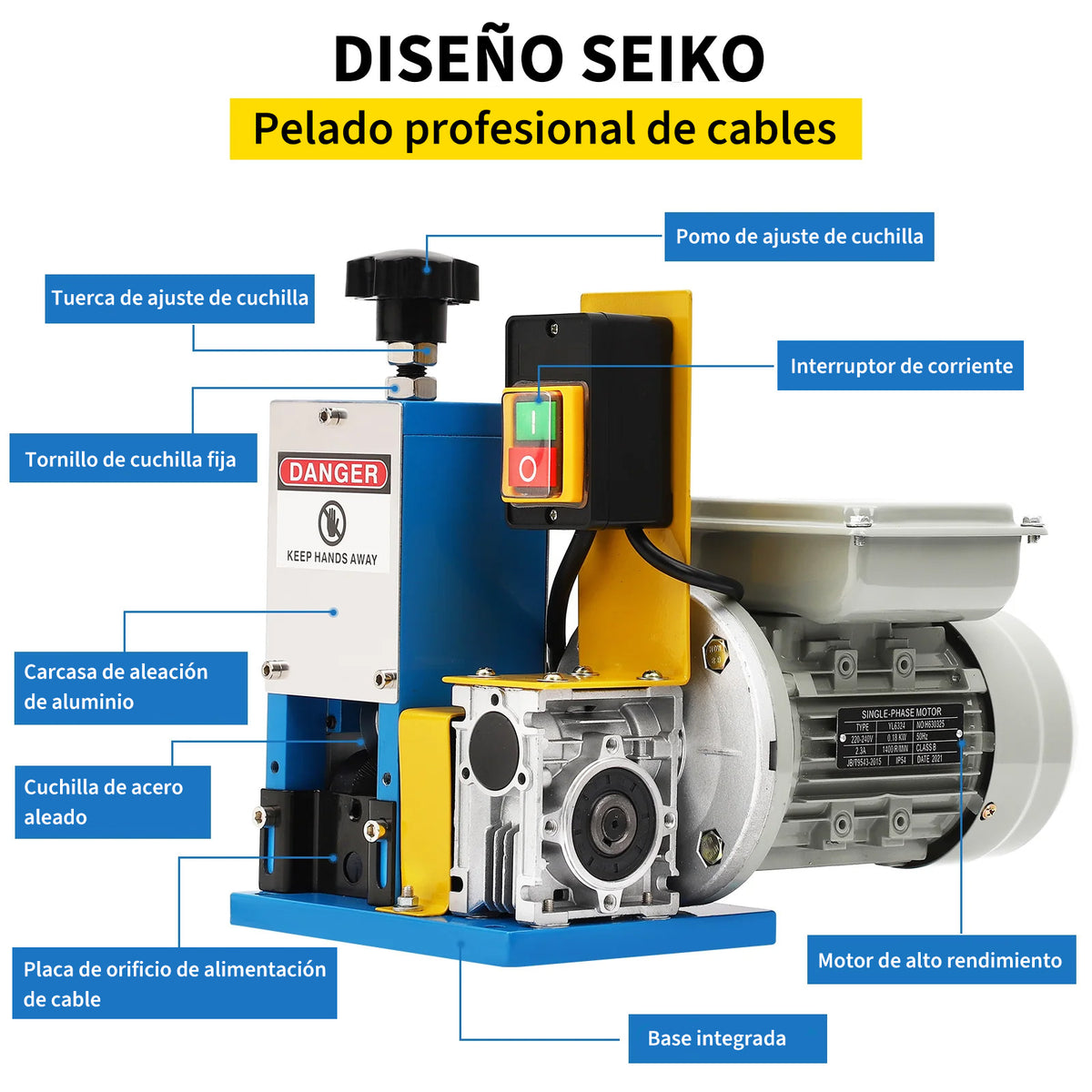 Garvee Máquina de Pelacables para Reciclaje de Cobre 1,5-25 mm Pelacables Eléctrico Automático 18 m/min de Aleación de Aluminio con Cuchilla de Acero Uso Profesional