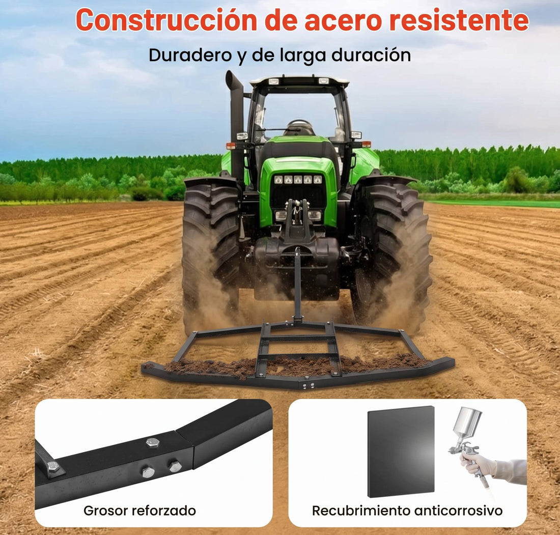 Garvee Niveladora de Grava para Remolque de 183 cm, Rastrillo Arrastrado con Barra de Peso y Enganche de Pasador para Vehículos Todo Terreno y Tractor, Negro