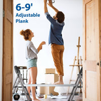 Garvee Plataforma de Trabajo Extensible de 183 a 274 cm Andamio de Aluminio Antideslizante Capacidad 200 kg para Escaleras Color Plata