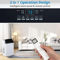 Garvee Aire Acondicionado Portátil 12000 BTU 3 en 1 Enfriador Deshumidificador y Ventilador con Pantalla LED Temporizador 24H y Mando a Distancia Blanco Plus