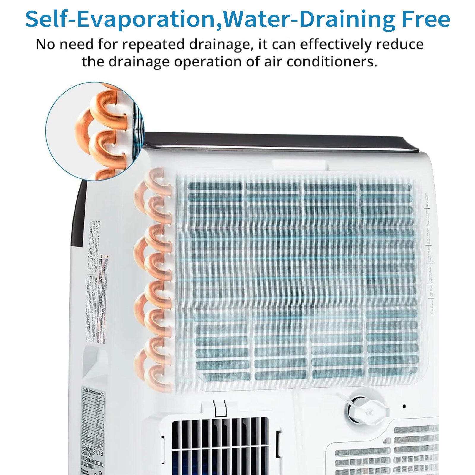 Garvee Aire Acondicionado Portátil 12000 BTU 3 en 1 Enfriador Deshumidificador y Ventilador con Pantalla LED Temporizador 24H y Mando a Distancia Blanco Plus