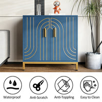 Garvee Aparador Metálico de Almacenamiento Moderno de 80x38x85 cm con 2 Puertas y Estante Ajustable para Cocina Comedor y Sala de Estar, Azul