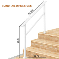 Garvee Pasamanos Ajustable para Escaleras Exteriores, Kit Completo de Aluminio y Acero con Recubrimiento Antióxido, Blanco, 4 Peldaños