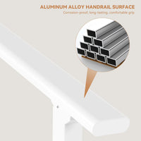 Garvee Pasamanos Ajustable para Escaleras Exteriores, Kit Completo de Aluminio y Acero con Recubrimiento Antióxido, Blanco, 4 Peldaños