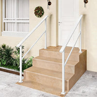 Garvee Pasamanos Ajustable para Escaleras Exteriores, Kit Completo de Aluminio y Acero con Recubrimiento Antióxido, Blanco, 4 Peldaños