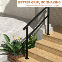 Garvee Pasamanos Ajustable para Escaleras Exteriores, Kit Completo de Aluminio y Acero con Recubrimiento Antióxido, Negro Brillante, 5 Peldaños