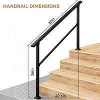 Garvee Pasamanos Ajustable para Escaleras Exteriores, Kit Completo de Aluminio y Acero con Recubrimiento Antióxido, Negro Brillante, 5 Peldaños