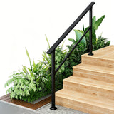 Garvee Pasamanos Ajustable para Escaleras Exteriores, Kit Completo de Aluminio y Acero con Recubrimiento Antióxido, Negro Brillante, 5 Peldaños - Negro Brillante/1 Ud.