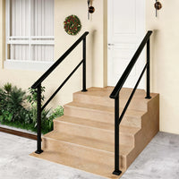 Garvee Pasamanos Ajustable para Escaleras Exteriores, Kit Completo de Aluminio y Acero con Recubrimiento Antióxido, Negro Brillante, 5 Peldaños