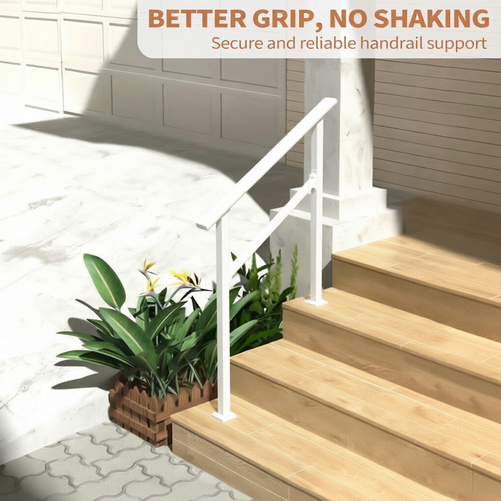 Garvee Barandillas Para Escaleras Exteriores Ajustables De Aluminio Y Hierro Forjado Para Porche Y Terraza, Seguro Y Resistente, Kit Completo
