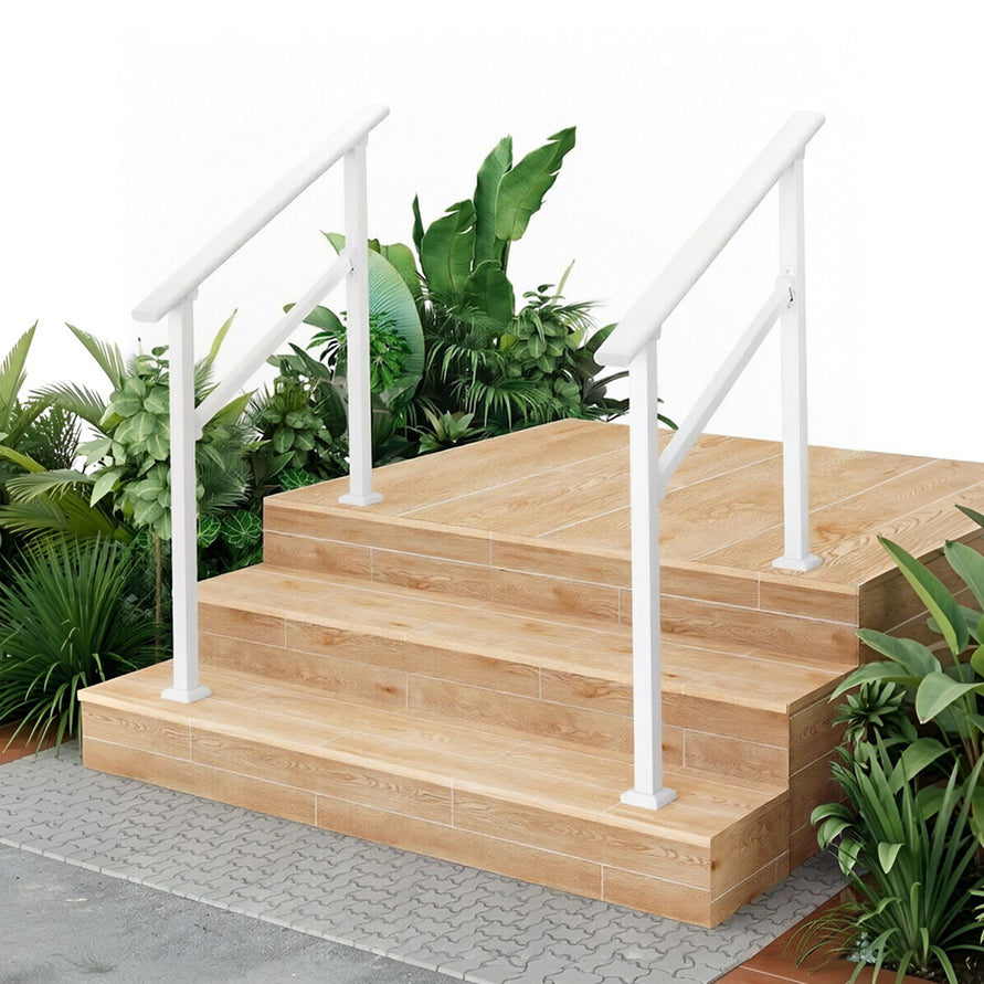 Garvee Barandillas Para Escaleras Exteriores Ajustables De Aluminio Y Hierro Forjado Para Porche Y Terraza, Seguro Y Resistente, Kit Completo