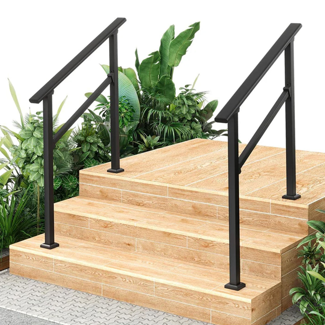 Garvee Barandillas Para Escaleras De Exterior 2 Pack Ajustables Antideslizantes Aluminio Y Hierro Forjado Para Porches Y Terrazas