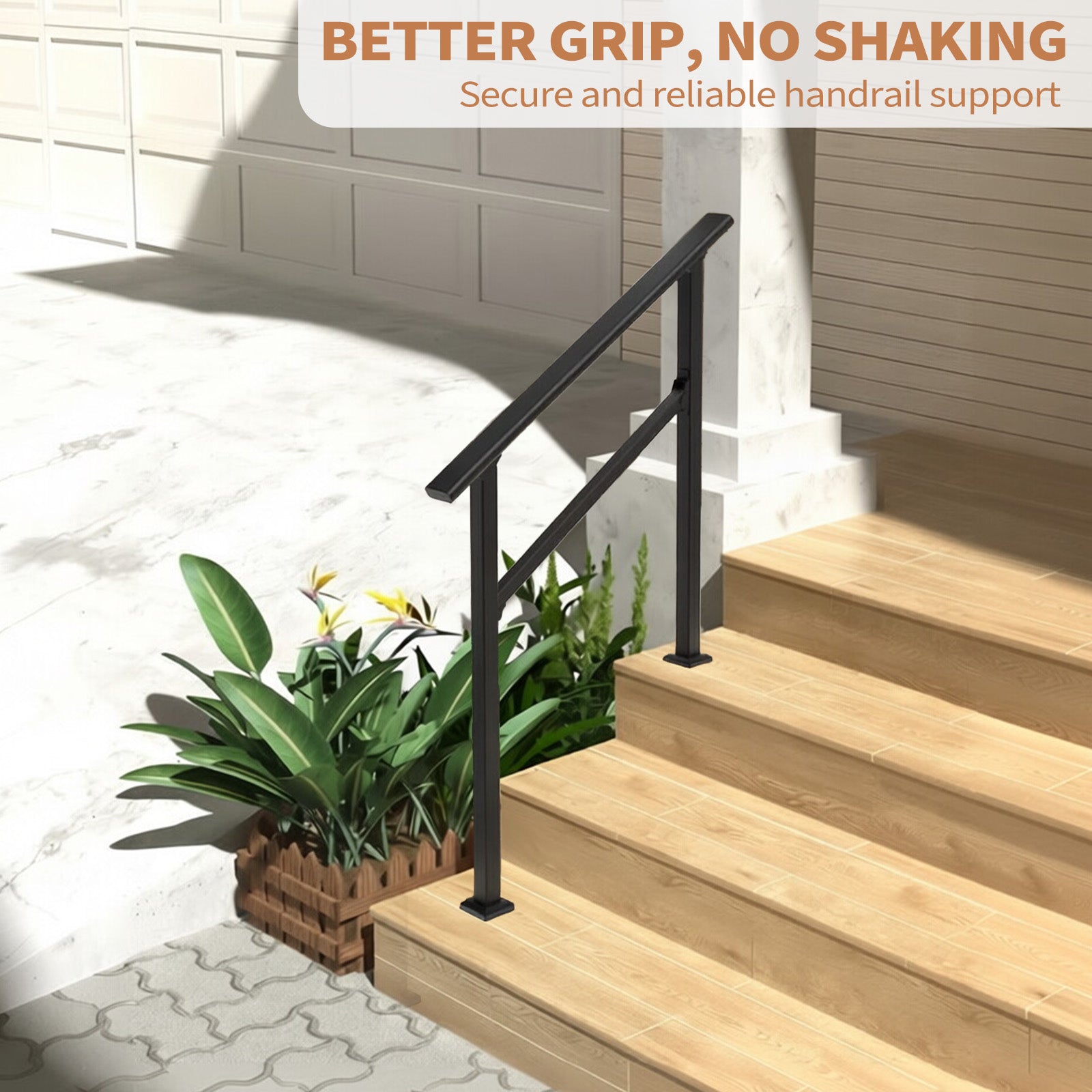 Garvee Barandillas Para Escaleras De Exterior 2 Pack Ajustables Antideslizantes Aluminio Y Hierro Forjado Para Porches Y Terrazas