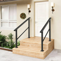 Garvee Pasamanos para Escaleras de 2 Peldaños de Aluminio y Hierro Forjado Negro Brillante