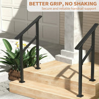Garvee Pasamanos para Escaleras de 2 Peldaños de Aluminio y Hierro Forjado Negro Brillante