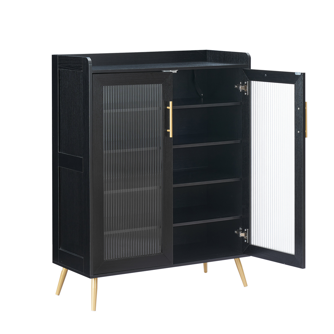Garvee Zapatero con Puertas de Vidrio y Estantes Ajustables, Armario Organizador de Zapatos de Gran Capacidad para Recibidor y Salón, Negro, 5 Niveles