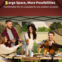 Garvee Pabellón Plegable de 365x365 cm  Cenador Emergente con Aleros Sistema de un Botón Mosquitera Lateral e Impermeable para Jardín, Camping y Eventos, Rojo y Gris