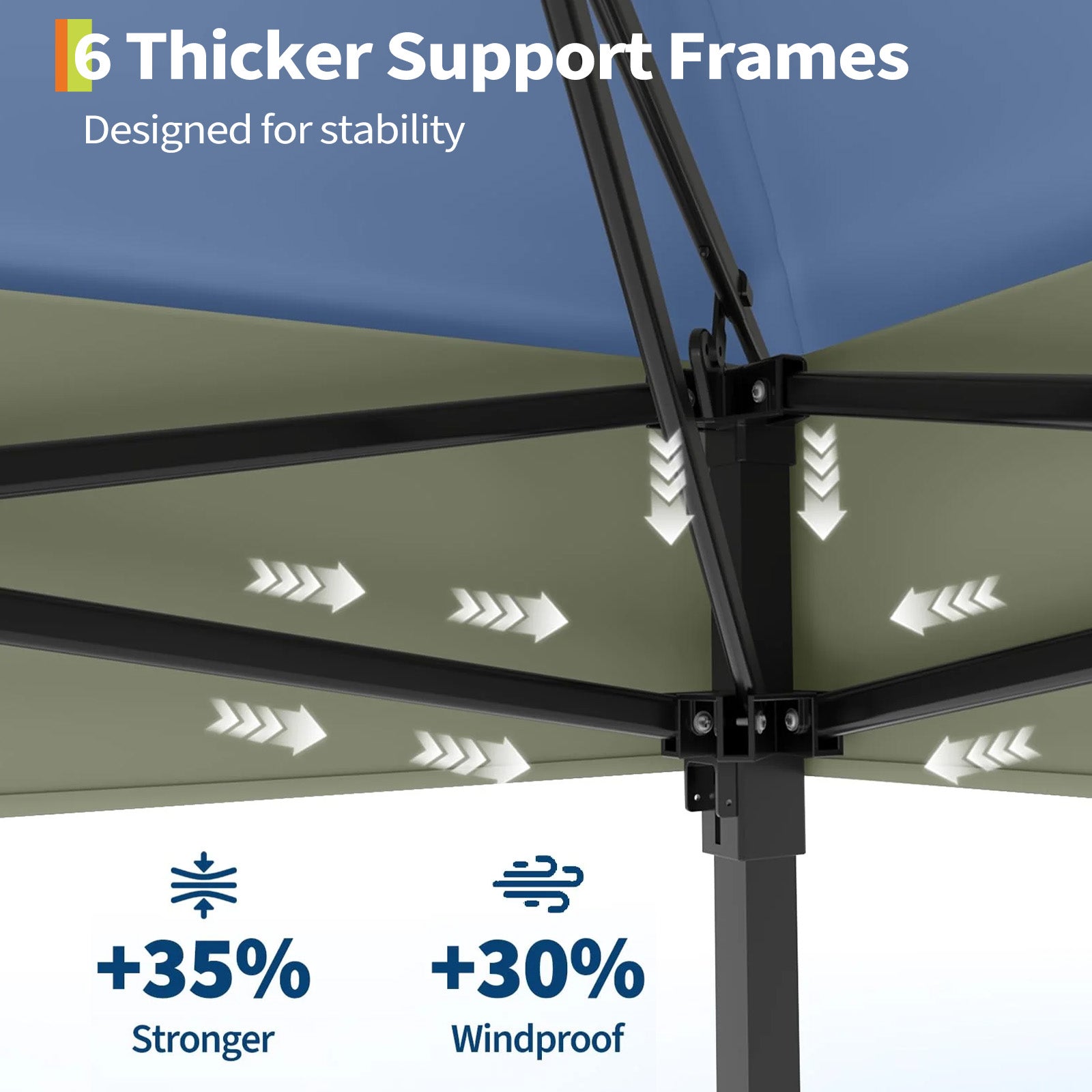 Garvee Carpa Plegable para Eventos 365x365 cm Gazebo Impermeable con Mosquitera y Ajuste de Altura para Camping y Terraza Azul y Gris