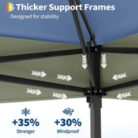 Garvee Carpa Plegable para Eventos 365x365 cm Gazebo Impermeable con Mosquitera y Ajuste de Altura para Camping y Terraza Azul y Gris