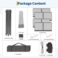Garvee Carpa Plegable para Eventos 365x365 cm Gazebo Impermeable con Mosquitera y Ajuste de Altura para Camping y Terraza Azul y Gris
