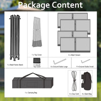 Garvee Gazebo Plegable de 4 x 4 m Carpa de Jardín con Bloqueo Central One Push Altura Ajustable y Mosquitera Protección UV y Lluvia Caqui