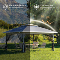 Garvee Carpa Pop Up 396x396cm con Mosquitera, Impermeable y UV, Estructura Metálica Resistente, Oxford 150D para Jardín y Camping, Azul