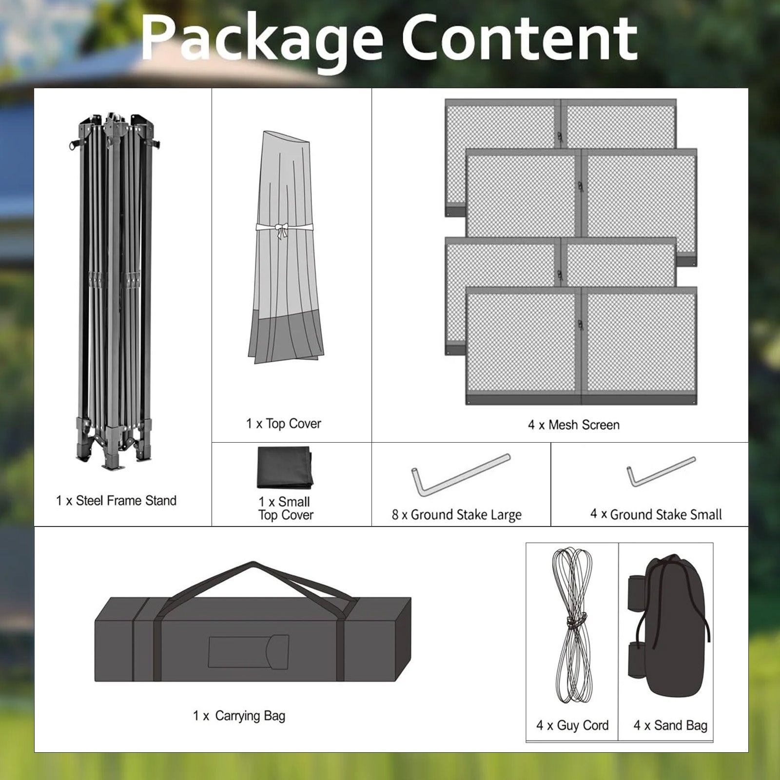 Garvee Carpa Pop Up 396x396cm con Mosquitera, Impermeable y UV, Estructura Metálica Resistente, Oxford 150D para Jardín y Camping, Azul