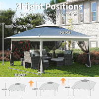 Garvee Carpa Pop Up 396x396cm con Mosquitera, Impermeable y UV, Estructura Metálica Resistente, Oxford 150D para Jardín y Camping, Azul
