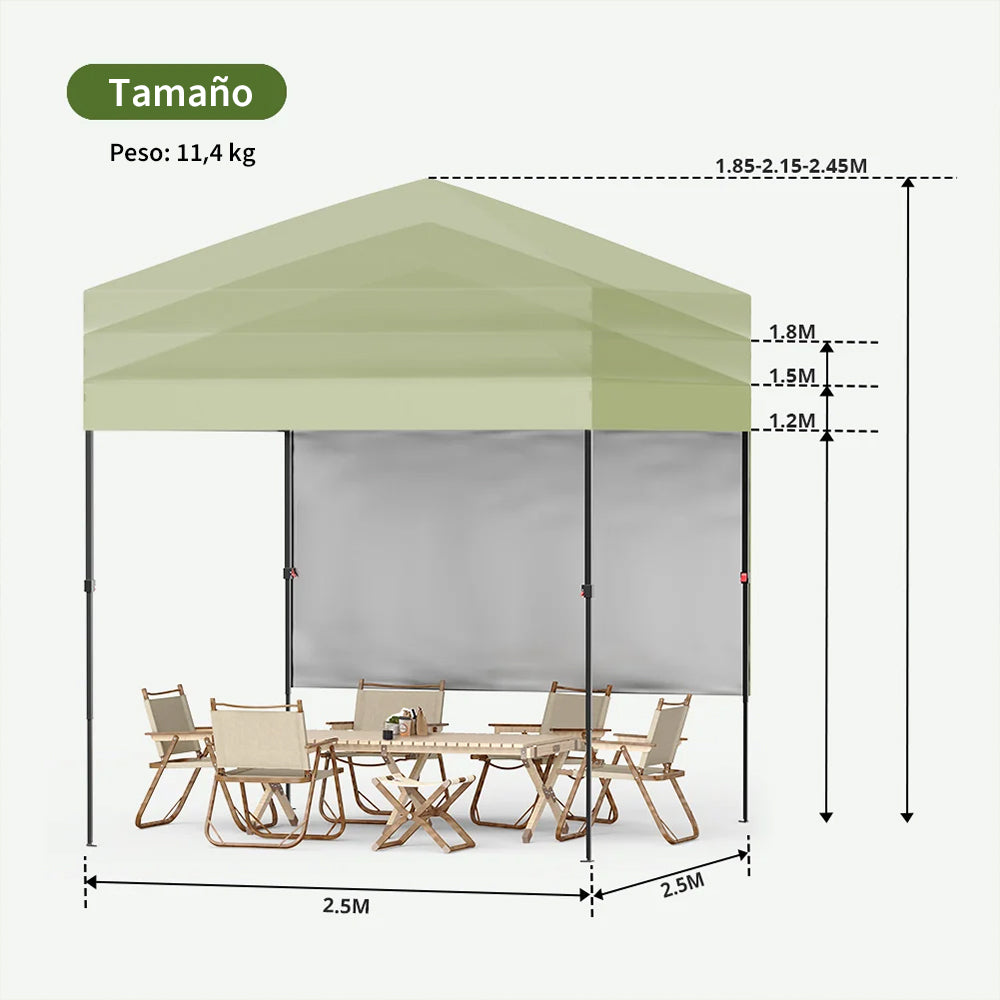 Garvee Toldo Plegable Impermeable 1.8x1.8m con Estructura de Aluminio Montaje Rápido para Jardín y Playa, Verde Claro