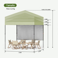 Garvee Toldo Plegable Impermeable 1.8x1.8m con Estructura de Aluminio Montaje Rápido para Jardín y Playa, Verde Claro