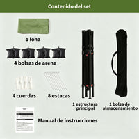 Garvee Toldo Plegable Impermeable 1.8x1.8m con Estructura de Aluminio Montaje Rápido para Jardín y Playa, Verde Claro