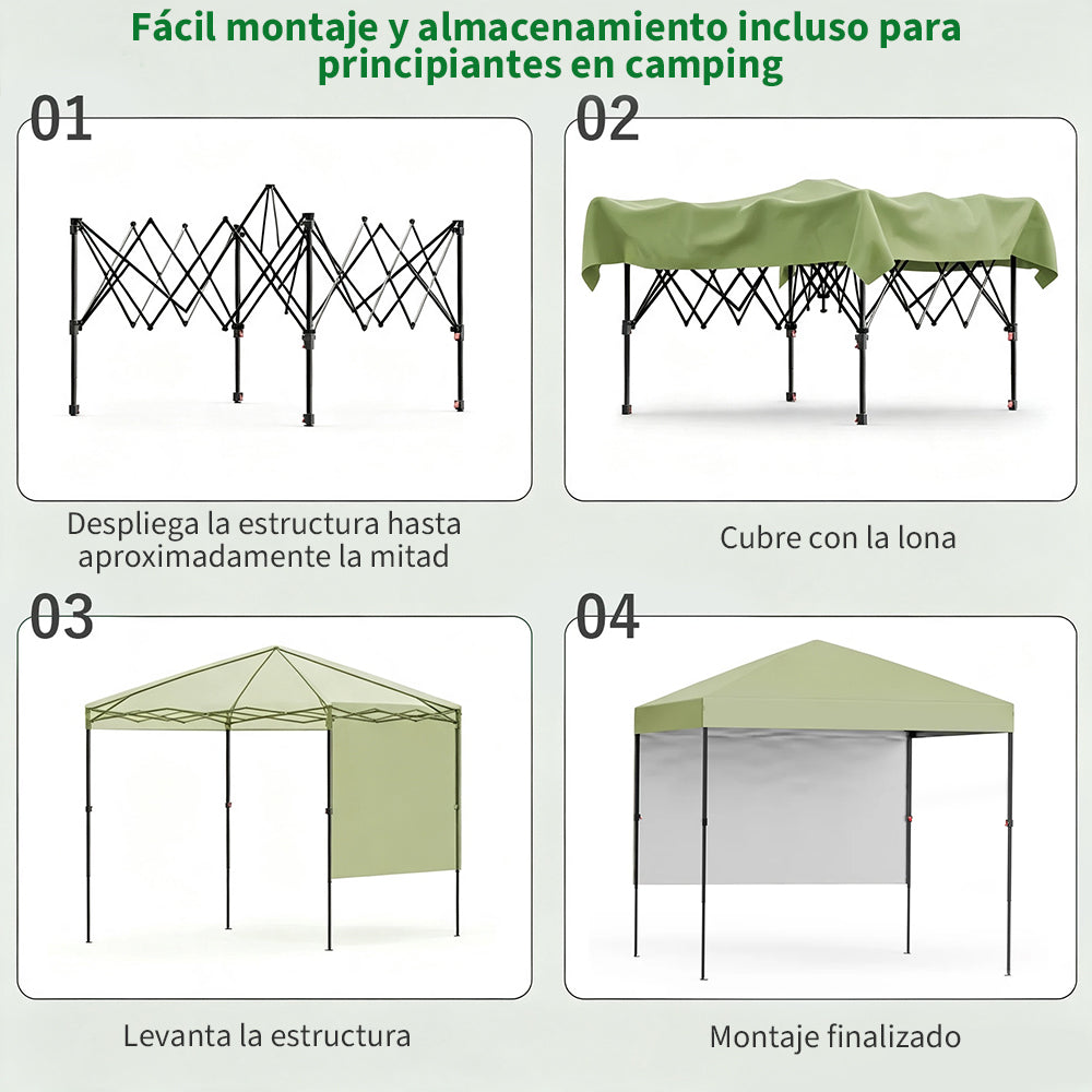 Garvee Toldo Plegable Impermeable 1.8x1.8m con Estructura de Aluminio Montaje Rápido para Jardín y Playa, Verde Claro