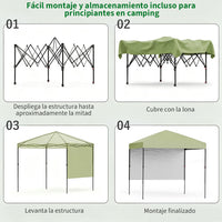 Garvee Toldo Plegable Impermeable 1.8x1.8m con Estructura de Aluminio Montaje Rápido para Jardín y Playa, Verde Claro