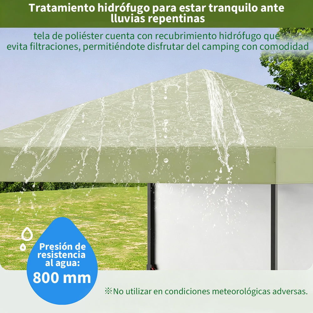 Garvee Toldo Plegable Impermeable 1.8x1.8m con Estructura de Aluminio Montaje Rápido para Jardín y Playa, Verde Claro